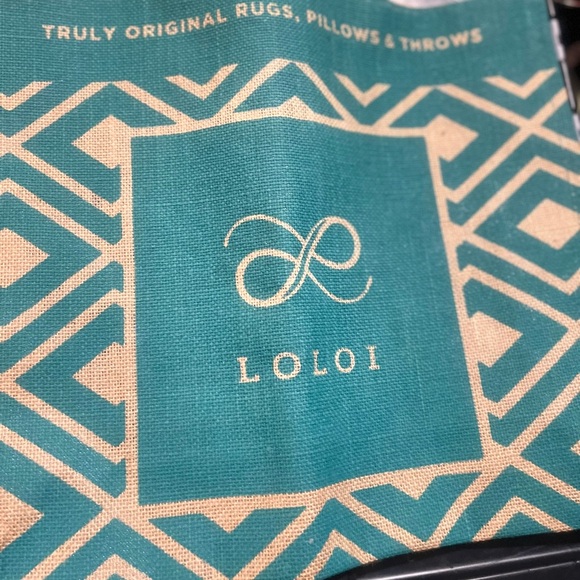 LOLOI Jute / Burlap Blue Green Tote Bag - Picture 3 of 9